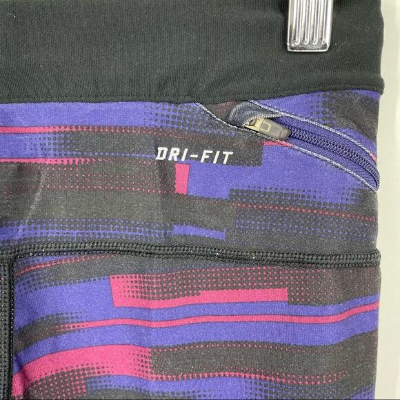 Nike Dri-Fit Crop Leggings Size Small Black and Purple‎ - Picture 3 of 10